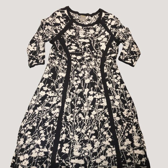 Taylor Size Large Womens Floral Print Black  White Dress Large Rayon Polyester - Picture 5 of 14